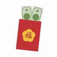 Vector red amplop hongpao with money