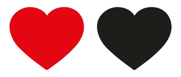 Красные и черные иконки сердца задают вектор