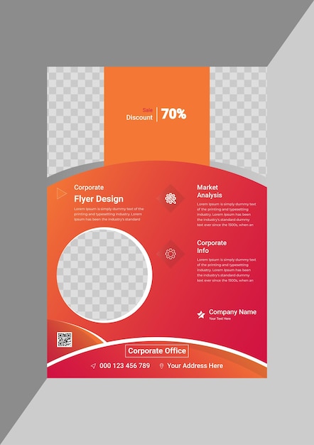 赤とオレンジのクリエイティブな会社のビジネスチラシデザインテンプレート