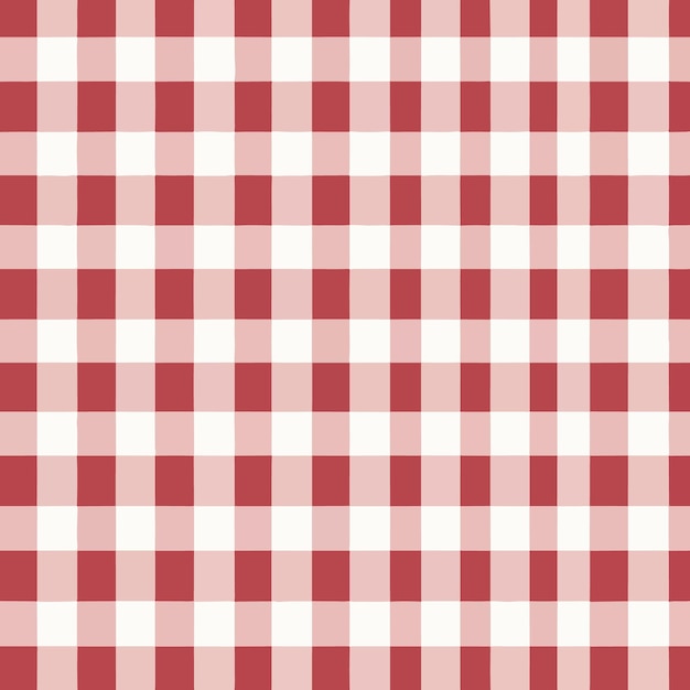 赤と白の市松模様のピクニック用テーブルクロス