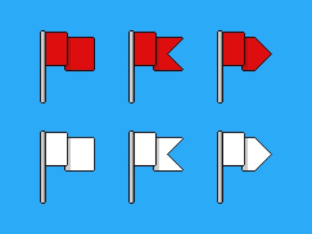 ピクセルアートスタイルの赤と白の旗