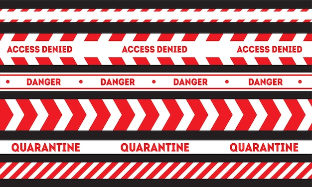 赤と白の警告ライン 注意と危険テープ