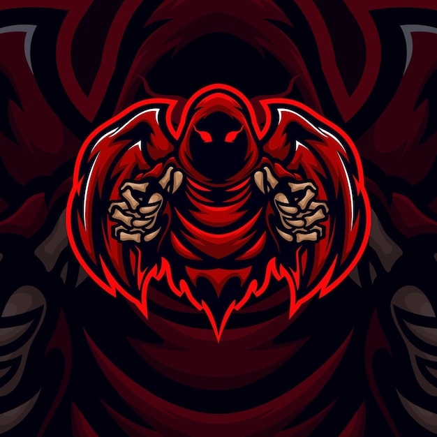 Red angel masscot logo esport premium vector