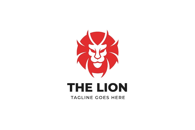 Red Angry Lion Head Business Logo Template