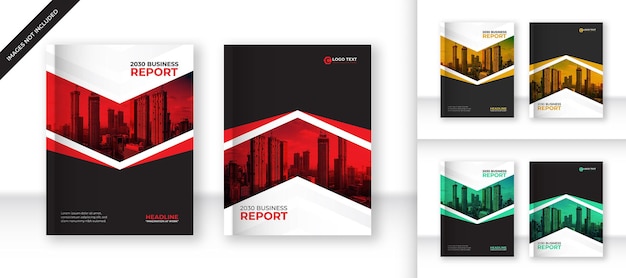 Red annual report and book cover design template