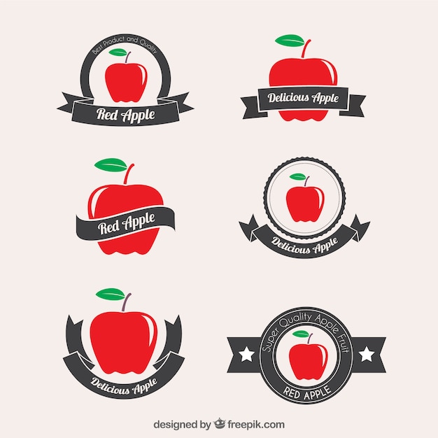 Vector red apple badges