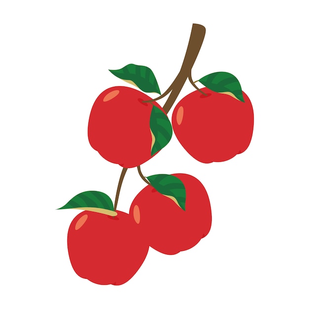 Red apple branch illustration 