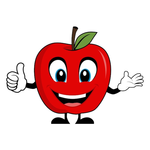 Red Apple Cartoon Character Giving Thumbs Up