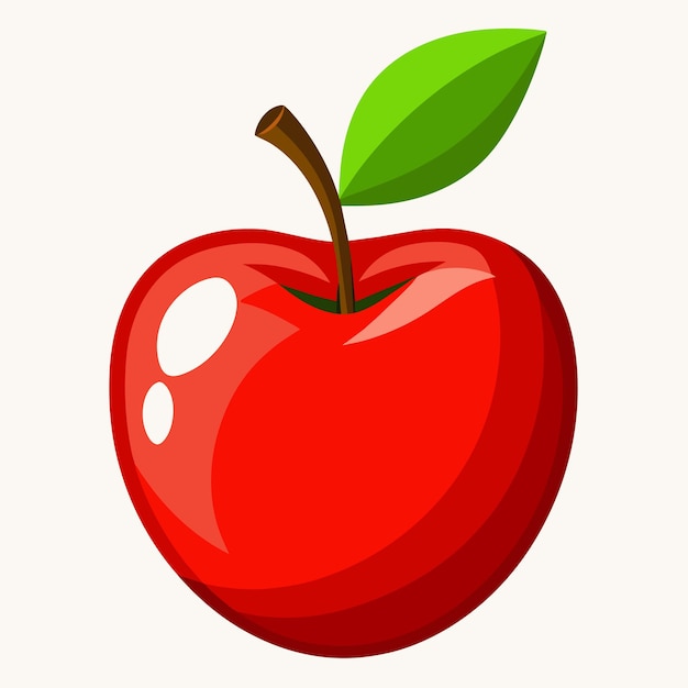 Vector red apple colorful cartoon vector illustration