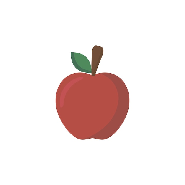 Red apple flat icon isolated on white background Vector illustration