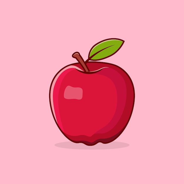 Red Apple Fruit Modern Vector Illustration Logo, Clip Art, Line Art, Wall Decor for Kitchen or Cafe