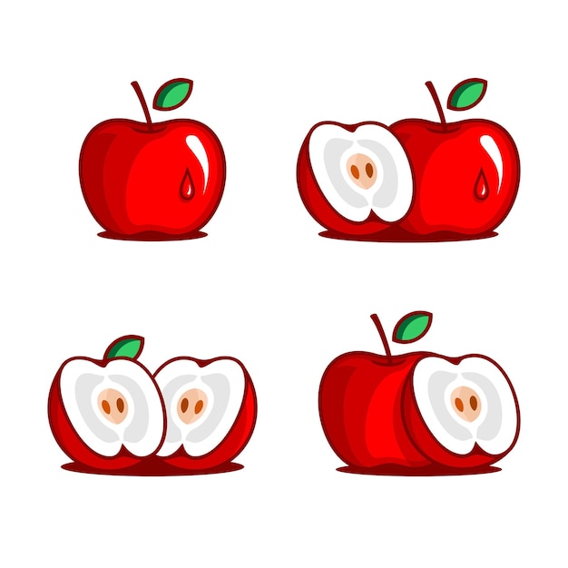 red apple fruit vector design, apple fruit slice