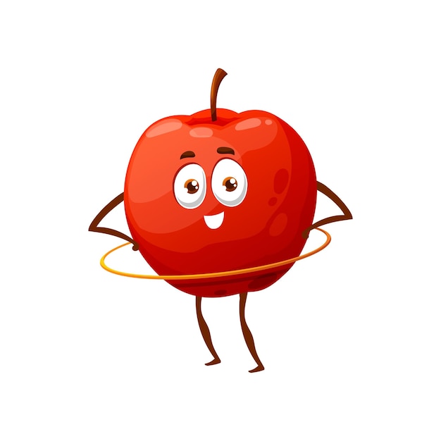 Red apple fruit with hula hoop gymnastic exercises