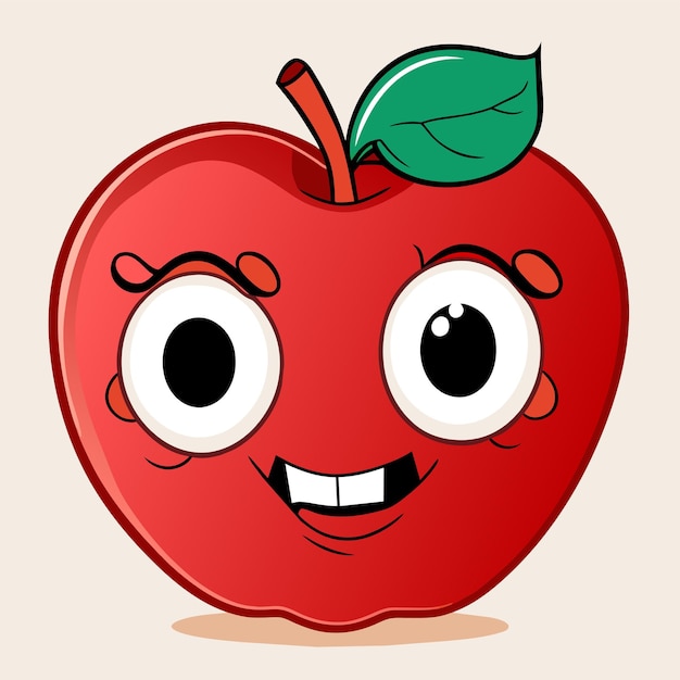 Vector red apple hand drawn cartoon sticker icon concept isolated illustration