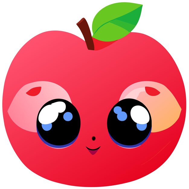 赤いリンゴの手描き漫画ステッカー アイコンの概念分離イラスト