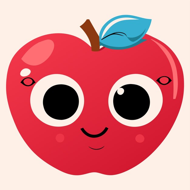 Vector red apple hand drawn cartoon sticker icon concept isolated illustration