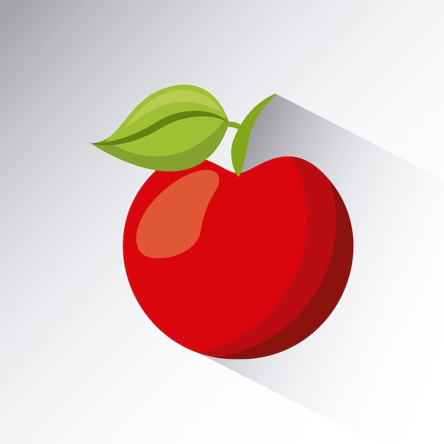 Red apple icon over white background.
