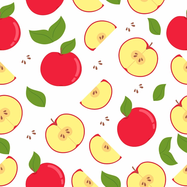 Red apple pattern Fresh bright summer Fruit pattern