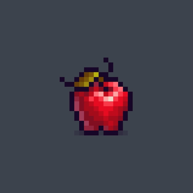 red apple in pixel art style