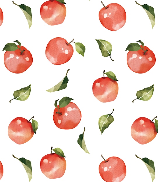 Vector red apple seamless pattern