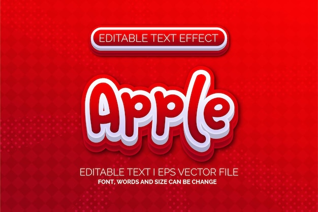 Vector red apple text effect