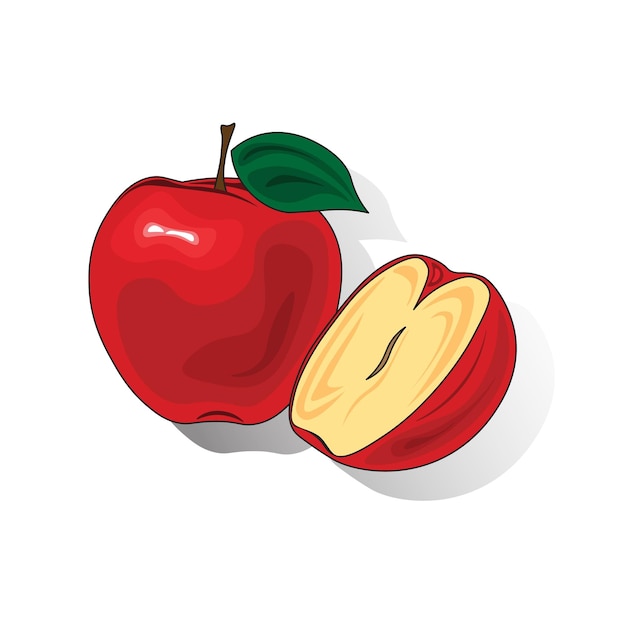 Красное яблоко, векторная иллюстрация.