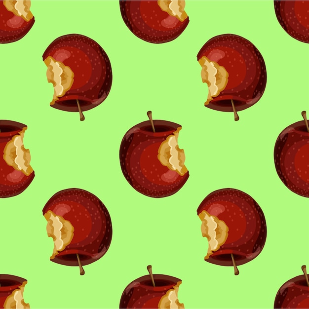 Red apple while, core, half. Seamless pattern background.