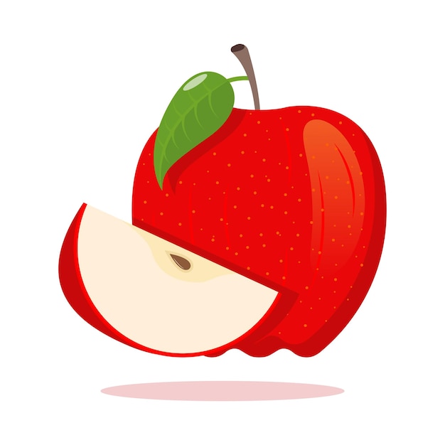 Vector red apple on a white background big shiny red apple