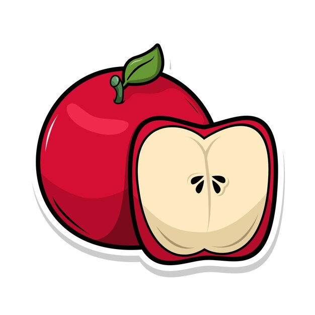 Red apple on white background vector illustration