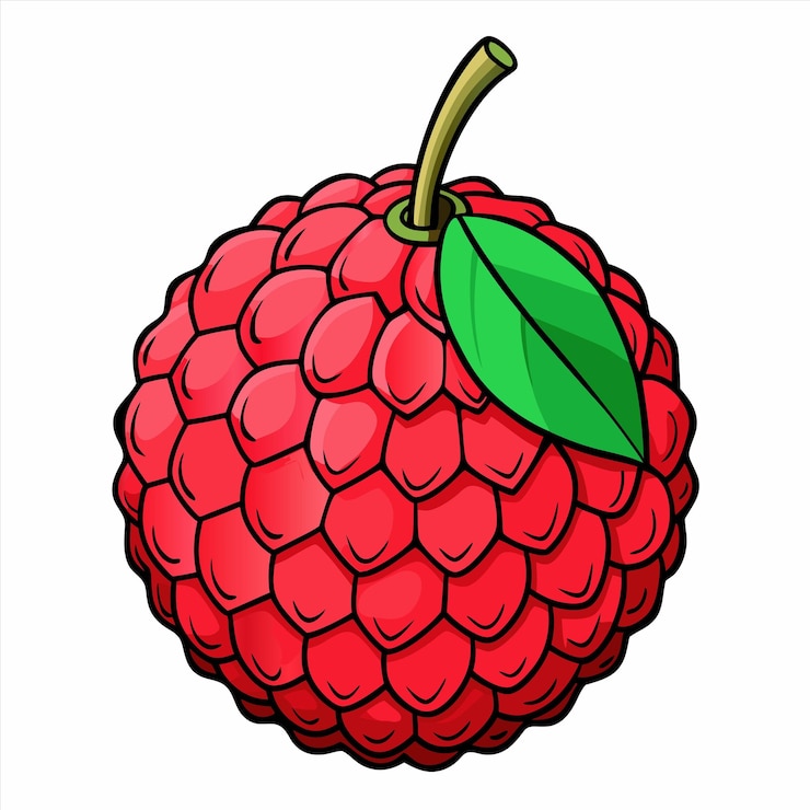Vector a red apple with a green leaf on it