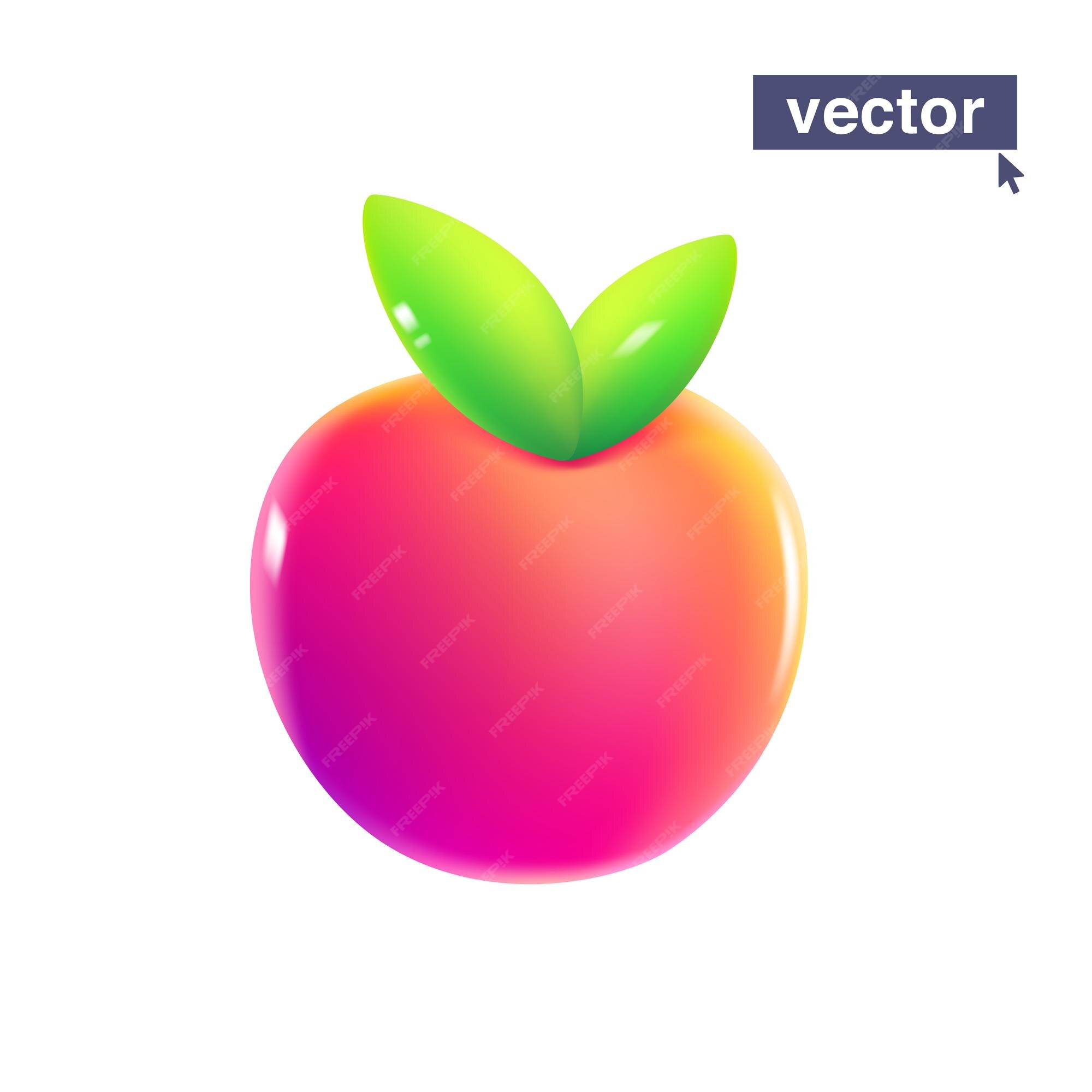 Premium Vector | Red apple with green leaf juicy vector emoji ...