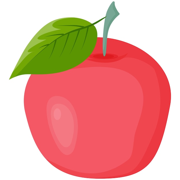 Red apple with green leaf