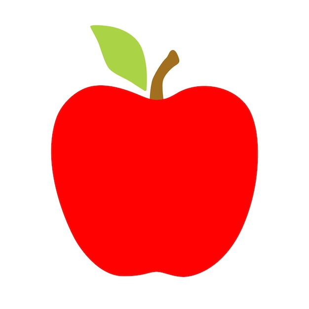 白い背景で隔離のフラット スタイル ベクトル図の葉と赤いリンゴ