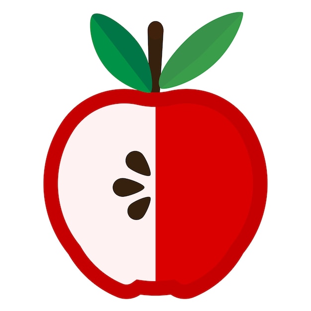 Red apple with leaf Vector illustration