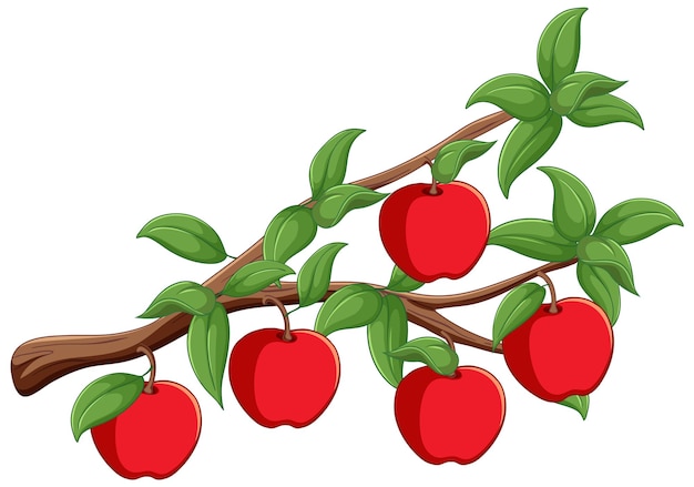 Вектор Красные яблоки на ветвях деревьев