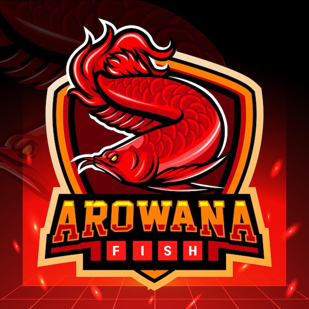 Red Arowana mascot esport logo design