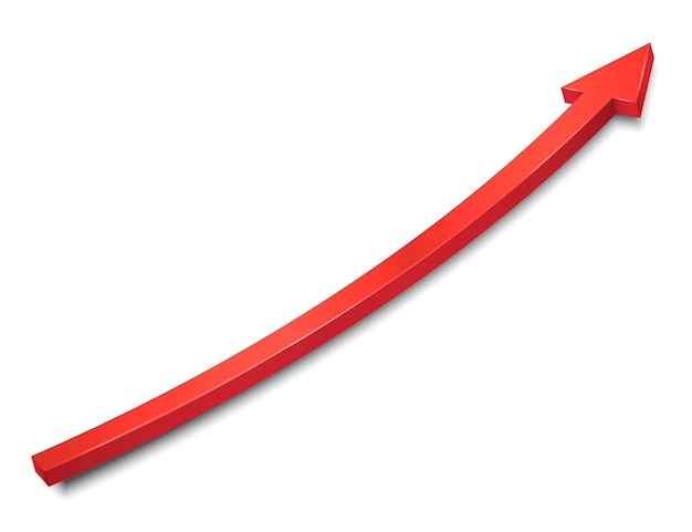 Красная стрелка 3d UP финансовый график изолирован на белом фоне Векторная иллюстрация