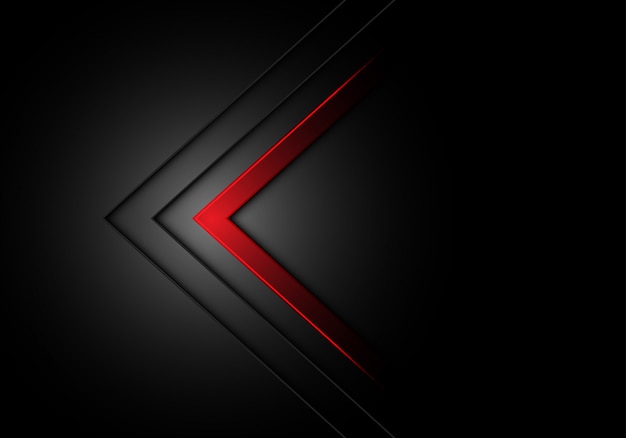 Vector red arrow direction dim light on black background.