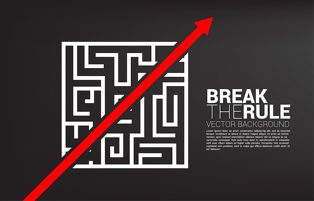 Red arrow route break out of maze template