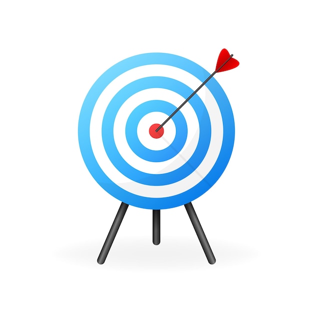 Red arrows reaching the center target. Darts target. Success Business Concept. Vector illustration.