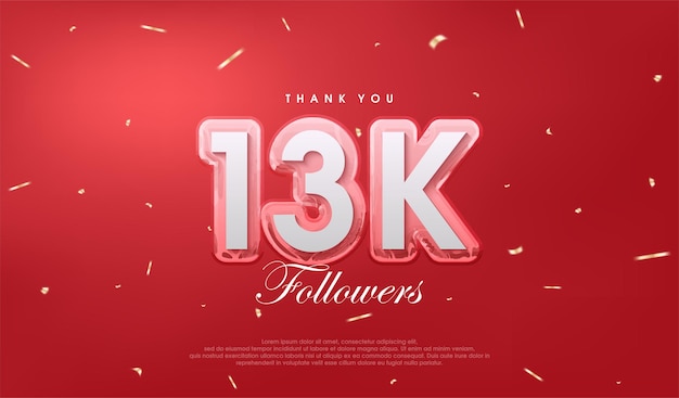 Red background for 13k followers celebration