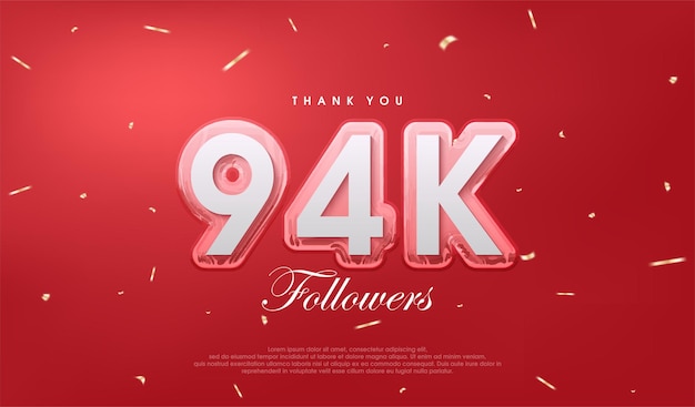 Vector red background for 94k followers celebration