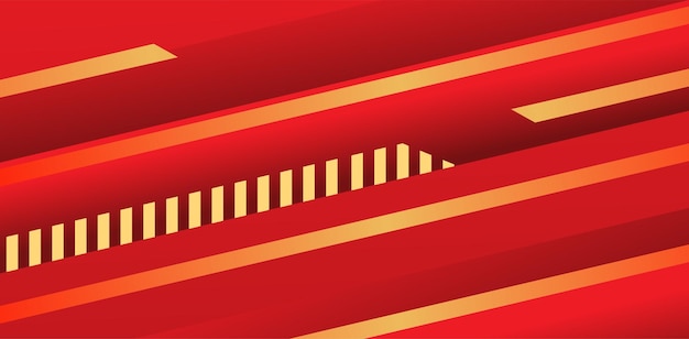 red background banner with gold accents