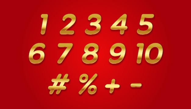 Red background gold numbers set vector