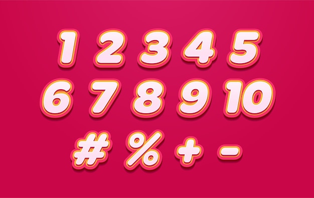 Red background pink color numbers set vector