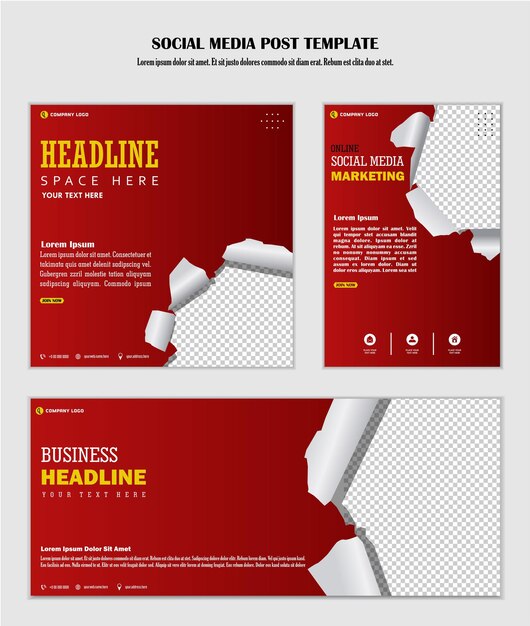 Red background social media post template