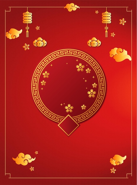 Красный фон в стиле китайский Новый год дизайн шаблона