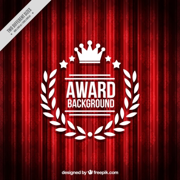 Red background with award badge
