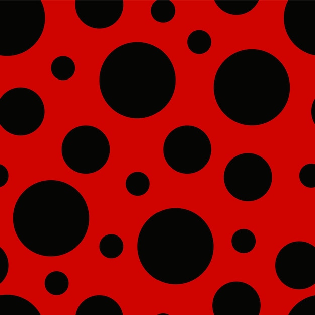 A red background with black circles and a red background