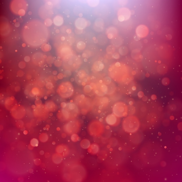 Vector red background with bokeh lights.